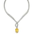 Yellow sapphire and diamond pendent necklace