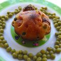 Petits cakes knacks', vache qui rit et petits pois