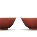 A pair of copper-red glazed bowls, Daoguang seal marks and period (1821-1850)