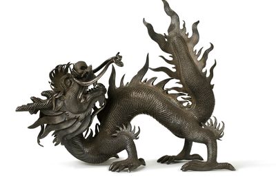 Sculpture de dragon en argent, Vietnam, XIXe siècle