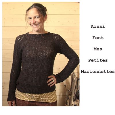 pull crochet marron
