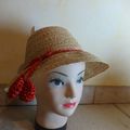 Ab054 : Chapeau paille cerises 50's