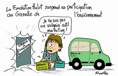 Fondation Hulot, Nicolas Hulot, Grenelle de l'Environnement,taxe carbone, suspension et coup écologique
