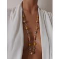 Collier long jaune tendance, perles artisanales en polymère