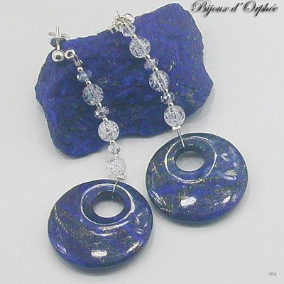 boucles d'oreilles, parure, lapis lazuli