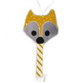 Doudou renard gris jaune attache tétine