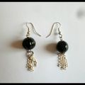 Boucles d'oreilles noires avec chaines