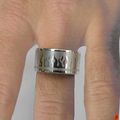 Bague Anneau Mixte Acier Couleur Argent Motif Feu Flammes Taille 53-54