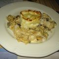 Noix de st jacques et champignons à la reine et pommes de terre dauphinoises