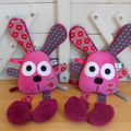 Doudou lapin rose fuchsia