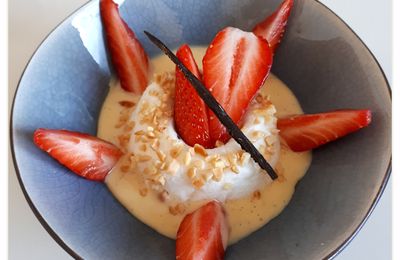 Île flottante aux fraises (cuisson façon C. Michalak)