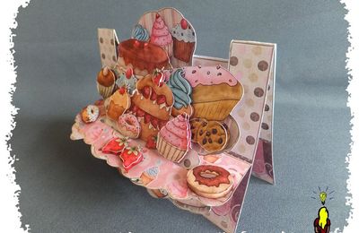 cARTe pupitre pop-up : un  cadeau d'anniversaire gourmand