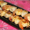 Brochettes de crevettes aux litchis