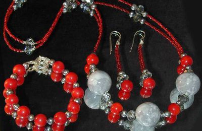 creation bijoux parure corail gorgone rouge