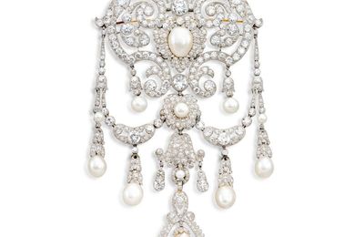 Natural Pearl and Diamond Brooch, Early 20th Century