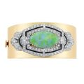 Gold, Platinum, Opal, Diamond and Black Enamel Cuff Bangle Bracelet 