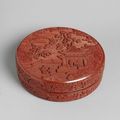 Carved red lacquer circular box, Yongle mark and period (1403-1424)