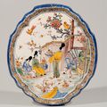 Polychrome Chinoiserie Shaped Oval. Plaque. Delft, circa 1740-60