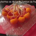 BROCHETTES DE BILLES DE MELON AU JAMBON DE PARME