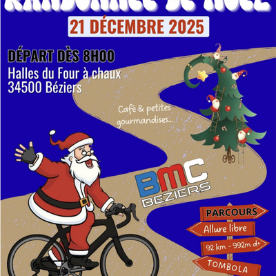 BMC ( Béziers Méditerranée Cyclisme) NOEL 2025  le dimanche 21 décembre 2025  Béziers, Hérault