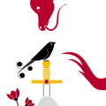 Sticker Le Dragon et l'Oiseau - Emilie Vast pour Poisson Bulle