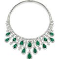 An emerald and diamond fringe necklace, by Harry Winston