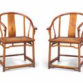 A pair of huanghuali horseshoe-back armchairs, quanyi, 19th century