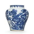 A large blue and white 'pheasant and peony' jar, Kangxi period (1662-1722)