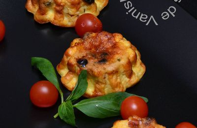 Clafoutis tomates, olives et basilic