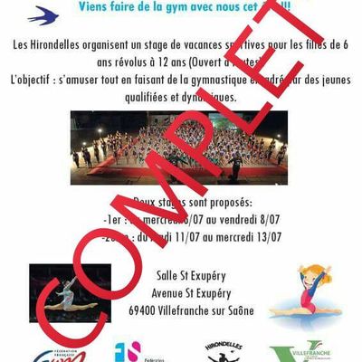 Stage de vacances sportives COMPLET sur les 2 semaines ! 