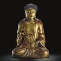 A gilt-wood figure of the seated Buddha, Late Ming dynasty, 16th-17th century