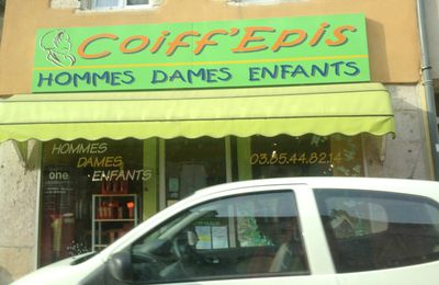 COIFF'EPIS Sennecey le grand Sapone et Loire coiffeur devanture vitrine jeu de mot humour photo