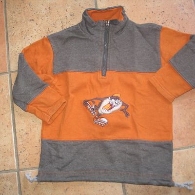 VENDU Sweat "TAZ" orange/gris 