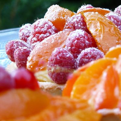 TARTELETTES DE SAISON : ABRICOTS, FRAMBOISES, GROSEILLES, FRAISES, PHYSALIS ...