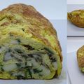 Omelette roulée asperges sauvages, herbes fraîches, chèvre