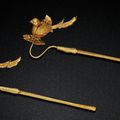 A pair of gold phoenix hairpins, fengchai, Liao Dynasty