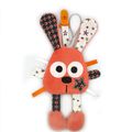 Doudou attache tétine lapin corail