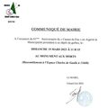Communiqué de la Mairie - Cérémonie du 61ème anniversaire du "Cessez-le-Feu" en Algérie - dimanche 19 mars 2023 à 11h15