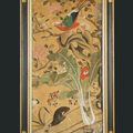 A set of three late 18th century Chinese paper panels, ca 1790