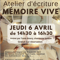 Atelier d'écriture "mémoire vive" à Rennes le 6 avril