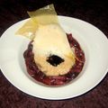 Risotto aux Cèpes, Sauce au Vin rouge et Ecume de Parmesan