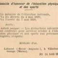 1938 14 Août Médaille d'or pour Henri LABASSÉ 
