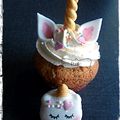 Cupcakes et macarons licorne