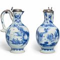 A blue and white ewer with silver mounts, Chongzhen period (1628-1644)