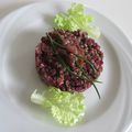 Salade de lentilles, betteraves et noisettes, sauce gingembre