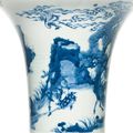 A blue and white 'deer' beaker vase, gu, Qing dynasty, Kangxi period (1662-1722)