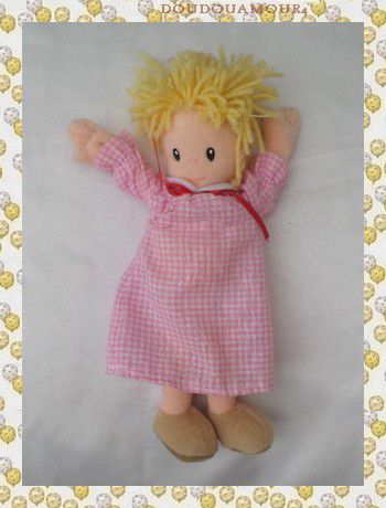 Doudou Peluche Poupée Robe Vichy Rose Bonne Nuit Les Petits Jemini