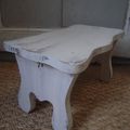 Petit Banc Ancien Patiné Blanc