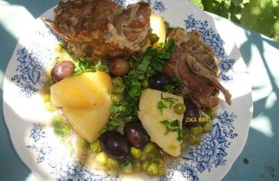 MARKA- TAJINE D'AGNEAU AUX PETITS POIS- POMMES DE TERRE- OLIVES KALAMATA