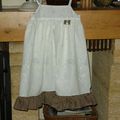 robe en lin blanc imprimé et coton à pois marron